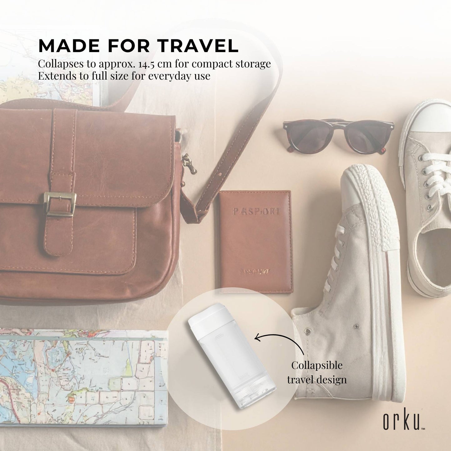 Orku Mini Water Flosser Rechargeable Portable Extendable Travel Oral Irrigator White