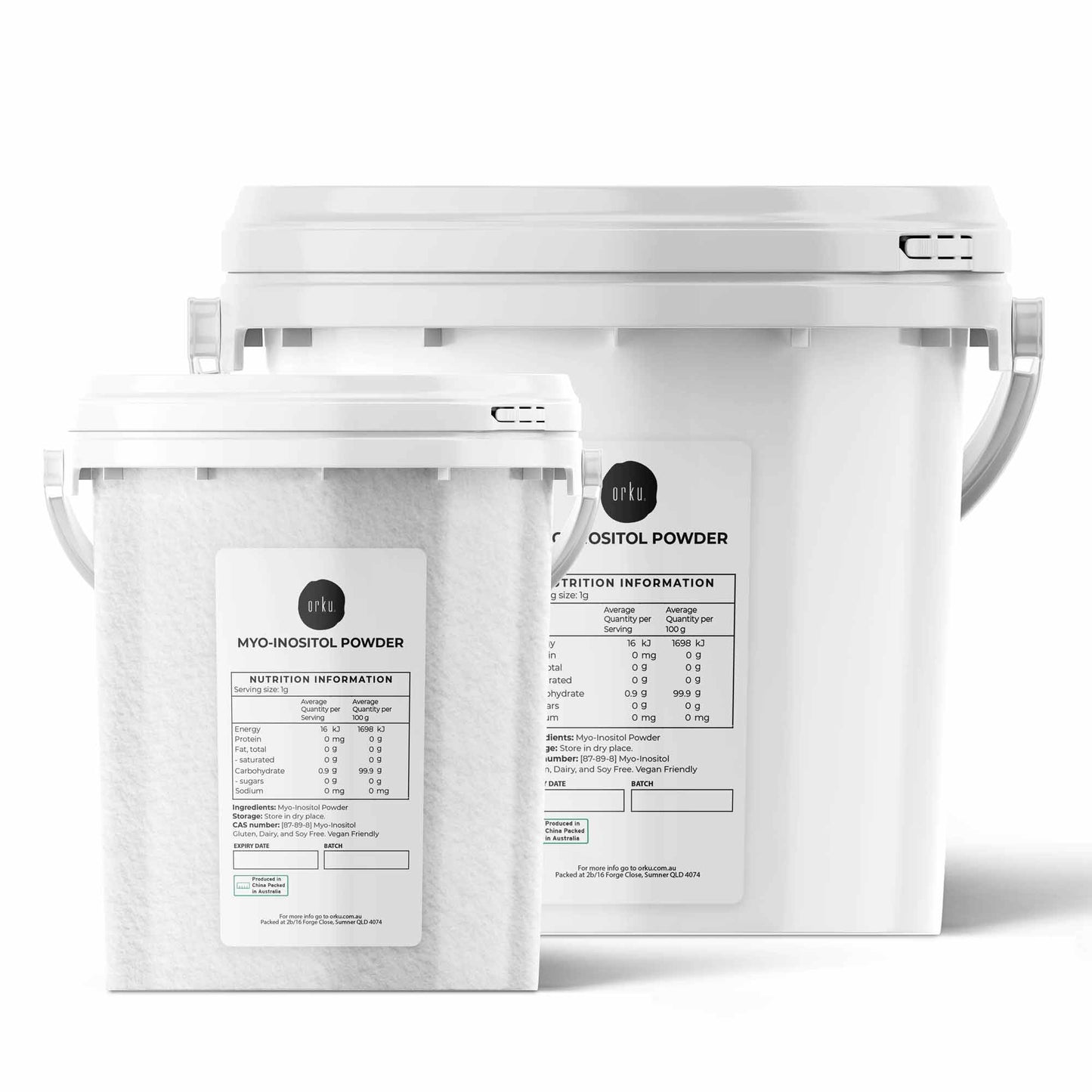 Orku Myo Inositol Powder Buckets - USP Grade High Purity Unflavoured