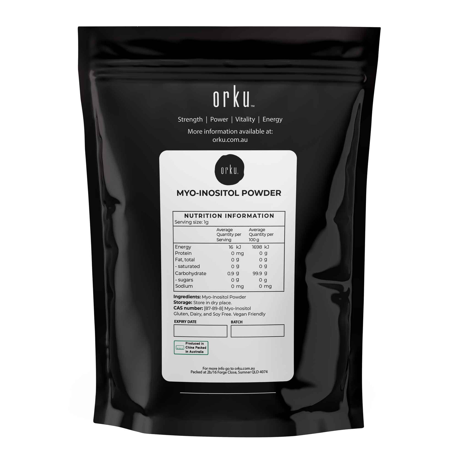 Orku Myo Inositol Powder - Pharmaceutical-Grade Pure Unflavoured Supplement