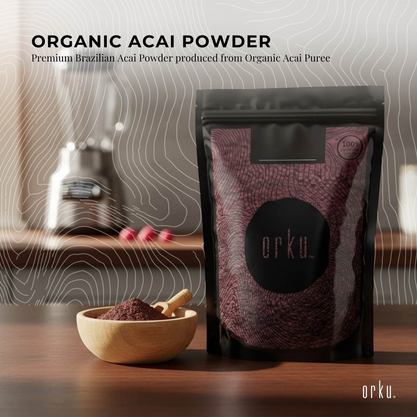 Orku Organic Acai Powder Brazilian Berry Smoothie Bowl Ingredient
