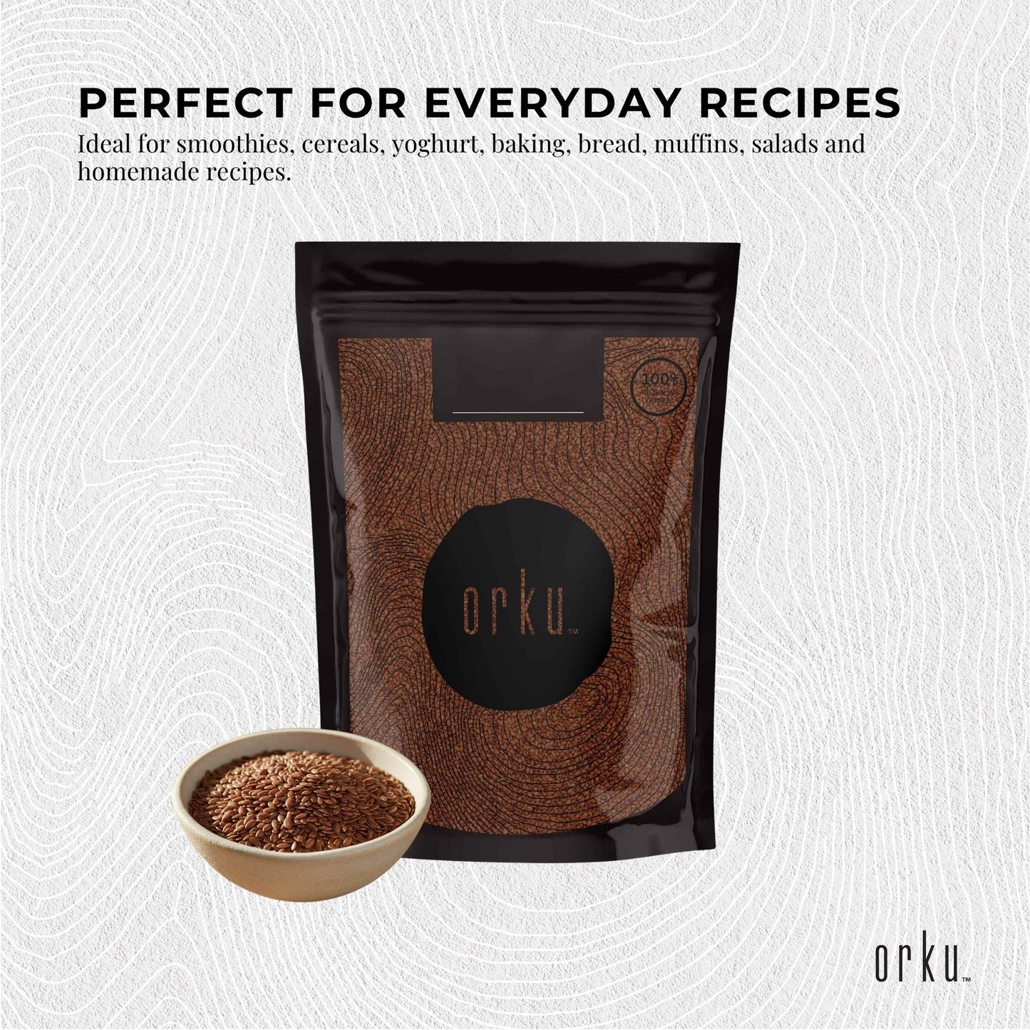 Orku Organic Brown Linseed Flaxseed Whole Grain Non GMO