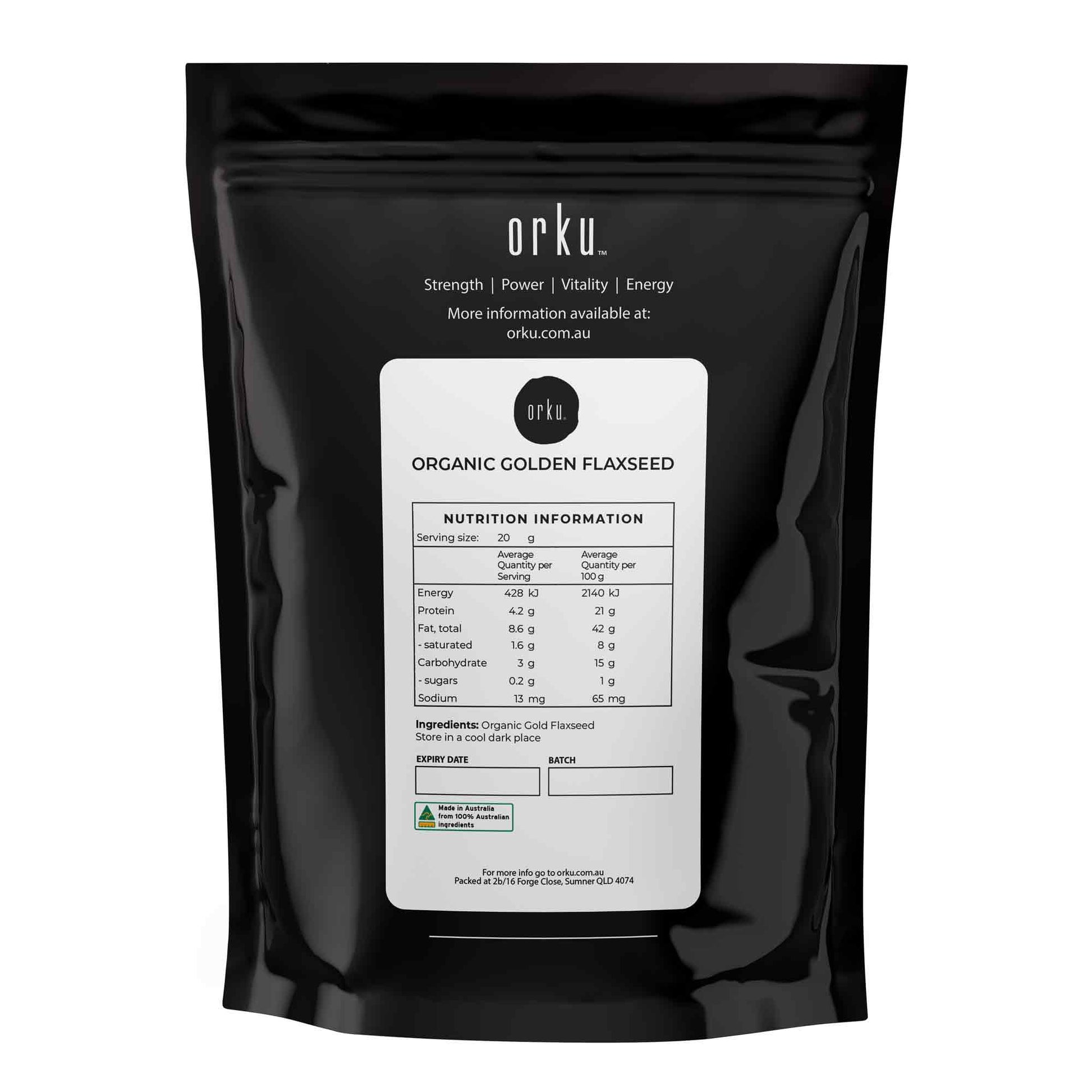 Orku Organic Golden Linseed Flaxseed Whole Grain Non GMO