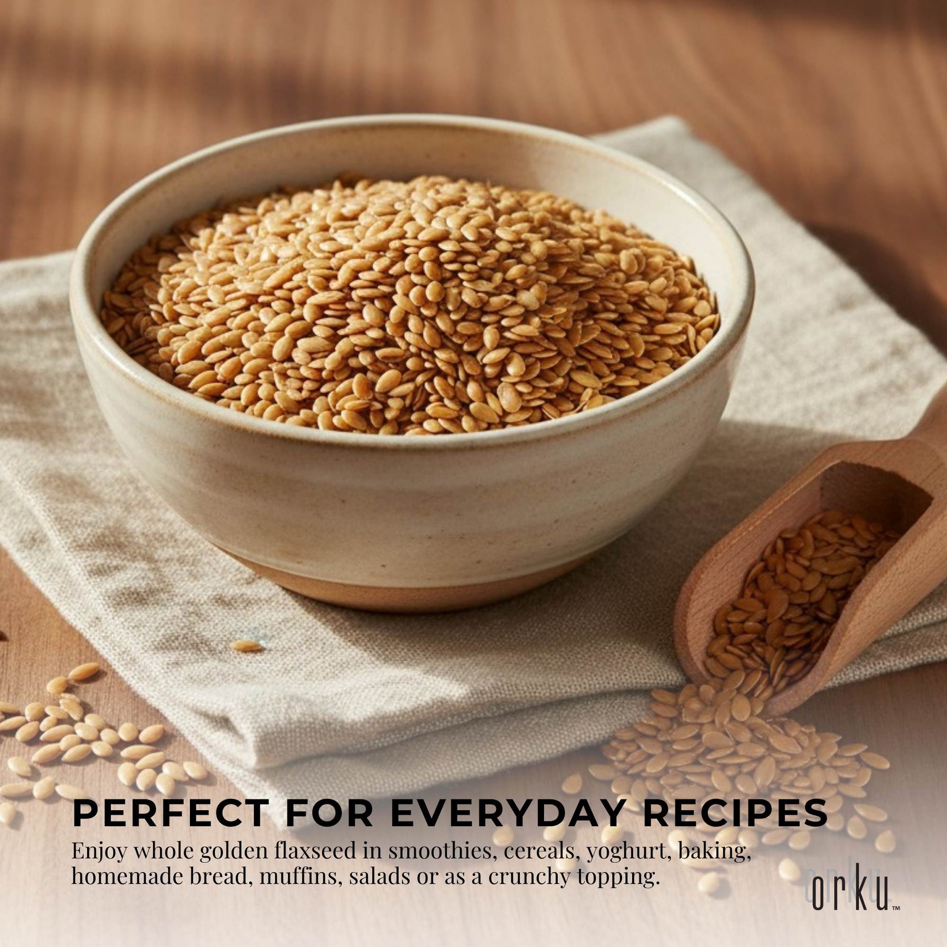 Orku Organic Golden Linseed Flaxseed Whole Grain Non GMO