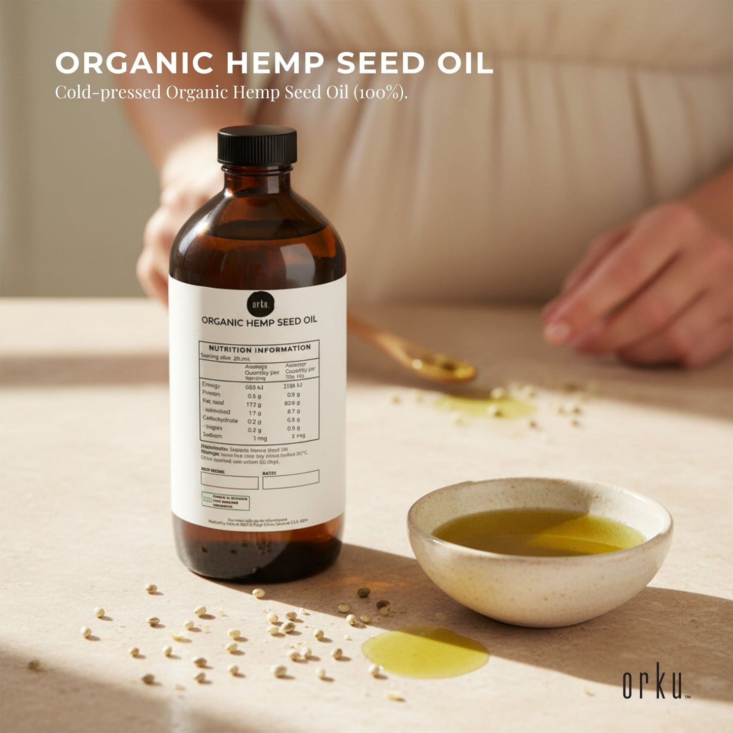 Orku Organic Hemp Seed Oil - Cold Pressed Food Grade Oils