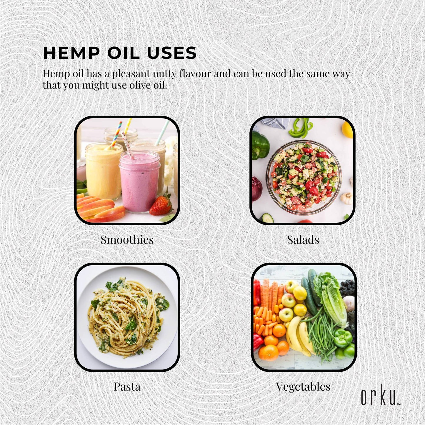 Orku Organic Hemp Seed Oil - Cold Pressed Food Grade Oils