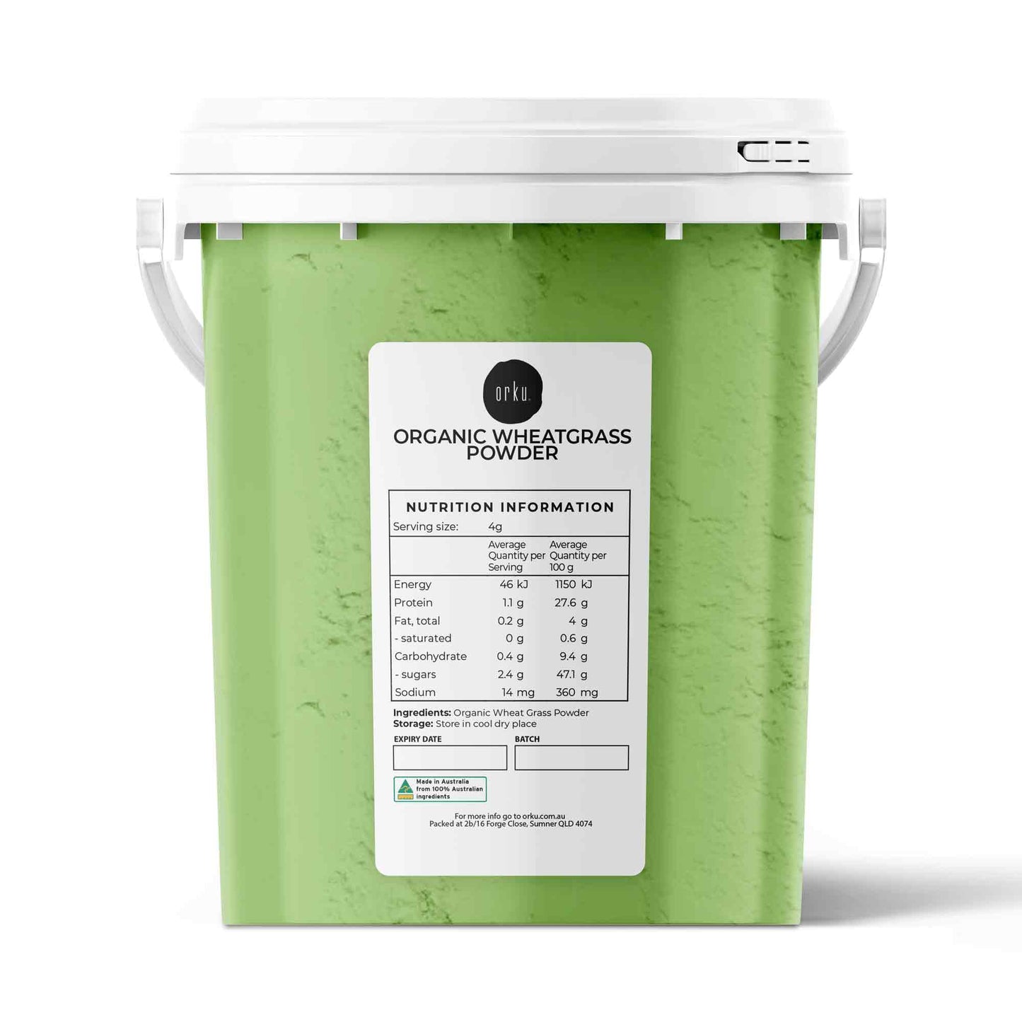 Orku Organic Wheatgrass Powder Tubs - 100% Pure Wheat Grass Leaf Superfood