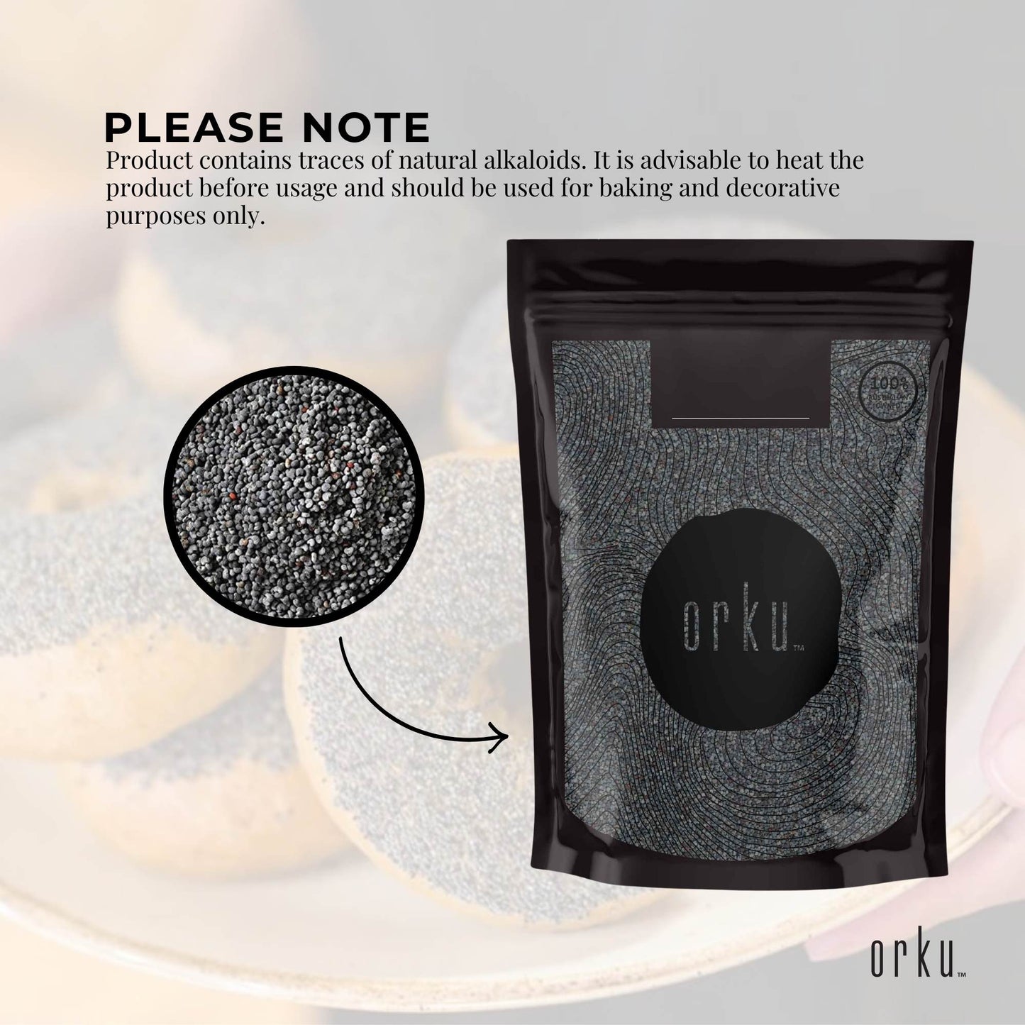 Orku Poppy Seeds Unwashed Papaver Somniferum For Baking and Decorating