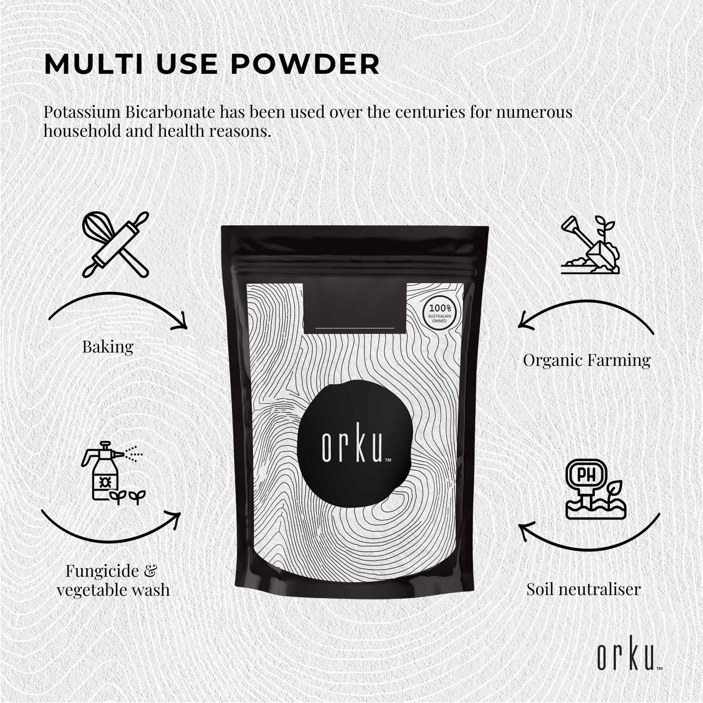 Orku Potassium Bicarbonate Powder FCC Food Grade - Baking Brewing Bulk