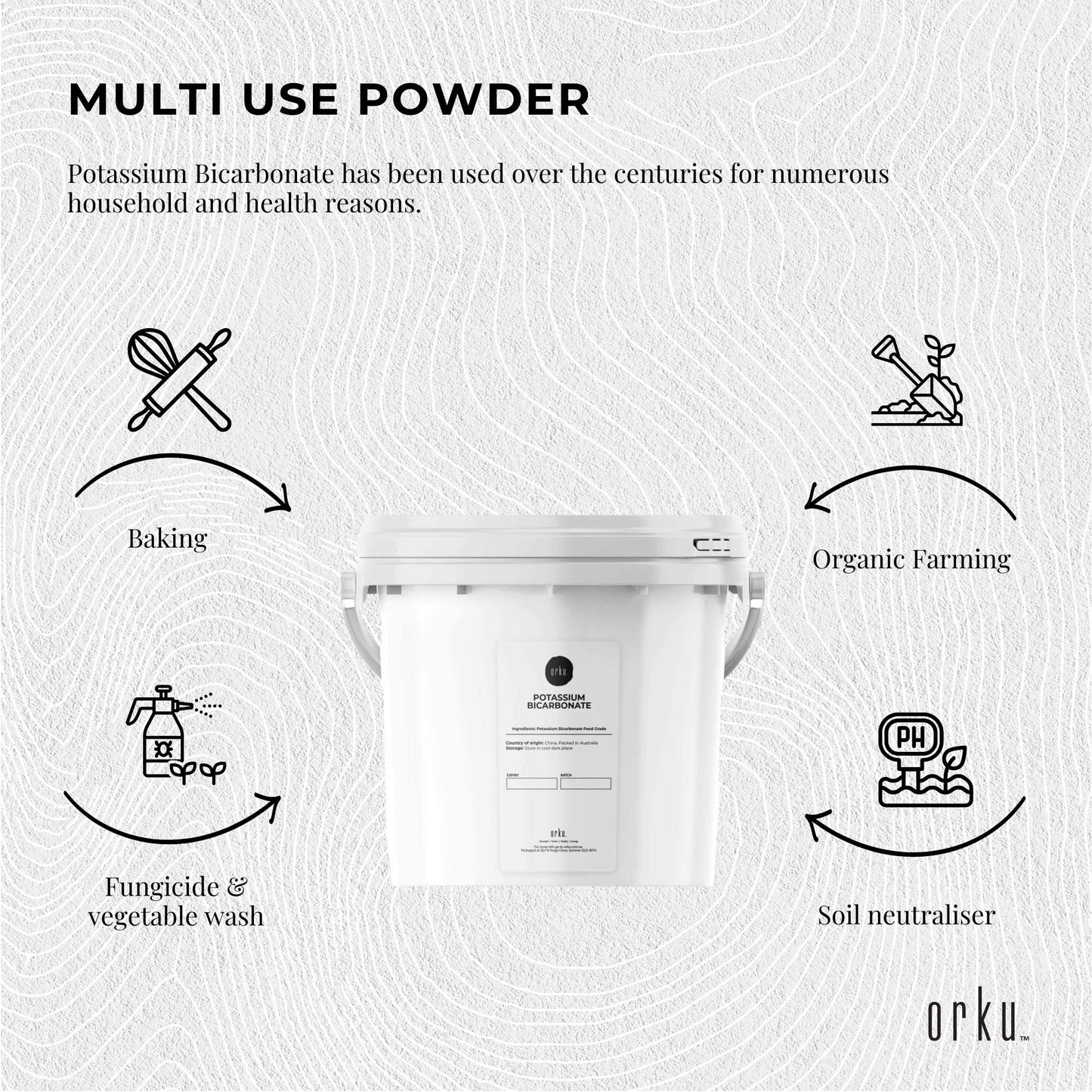 Orku Potassium Bicarbonate Powder Tubs FCC Food Grade - Baking Brewing Bulk