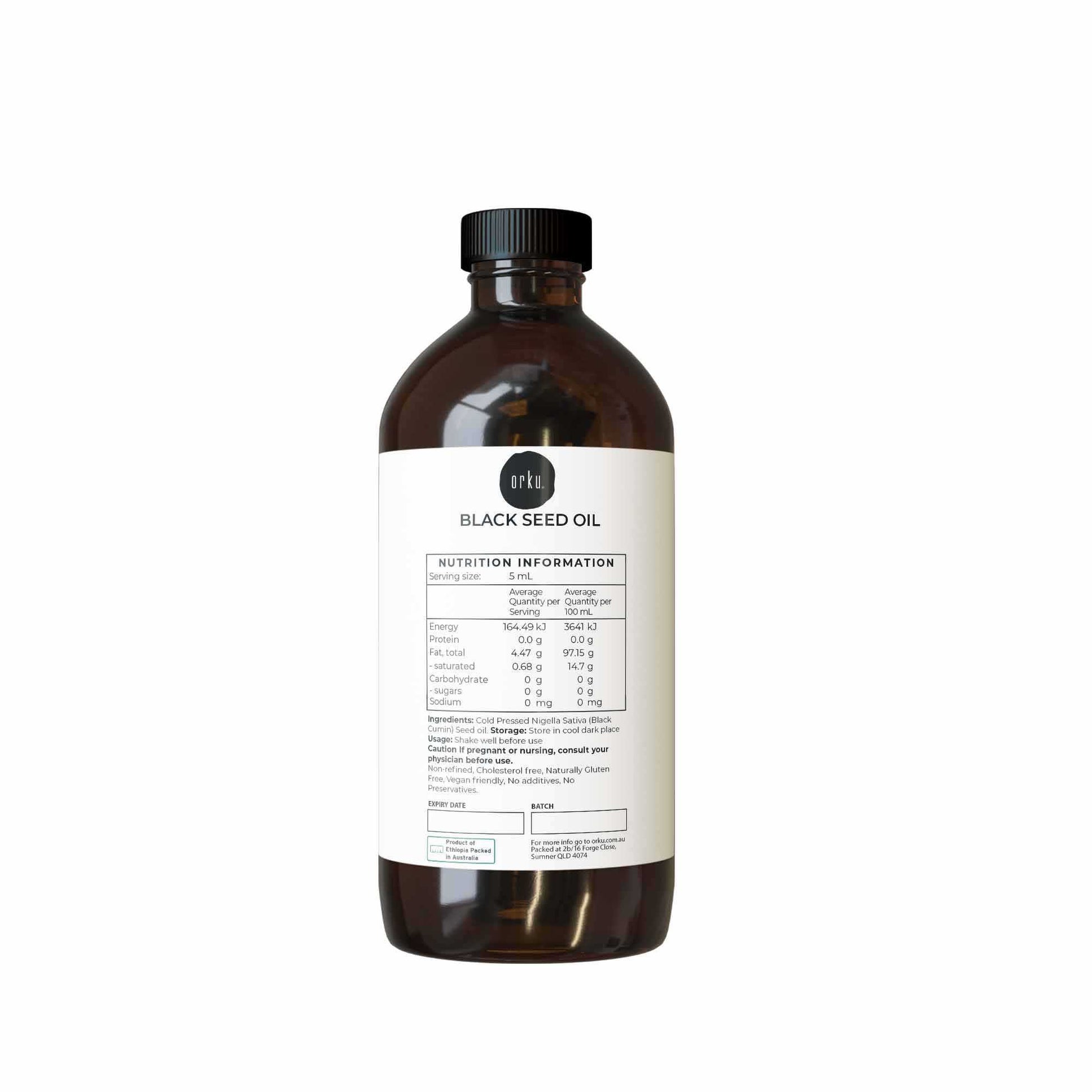 Orku Pure Black Seed Oil Cold Pressed 100% Ethiopian Nigella Sativa Cumin