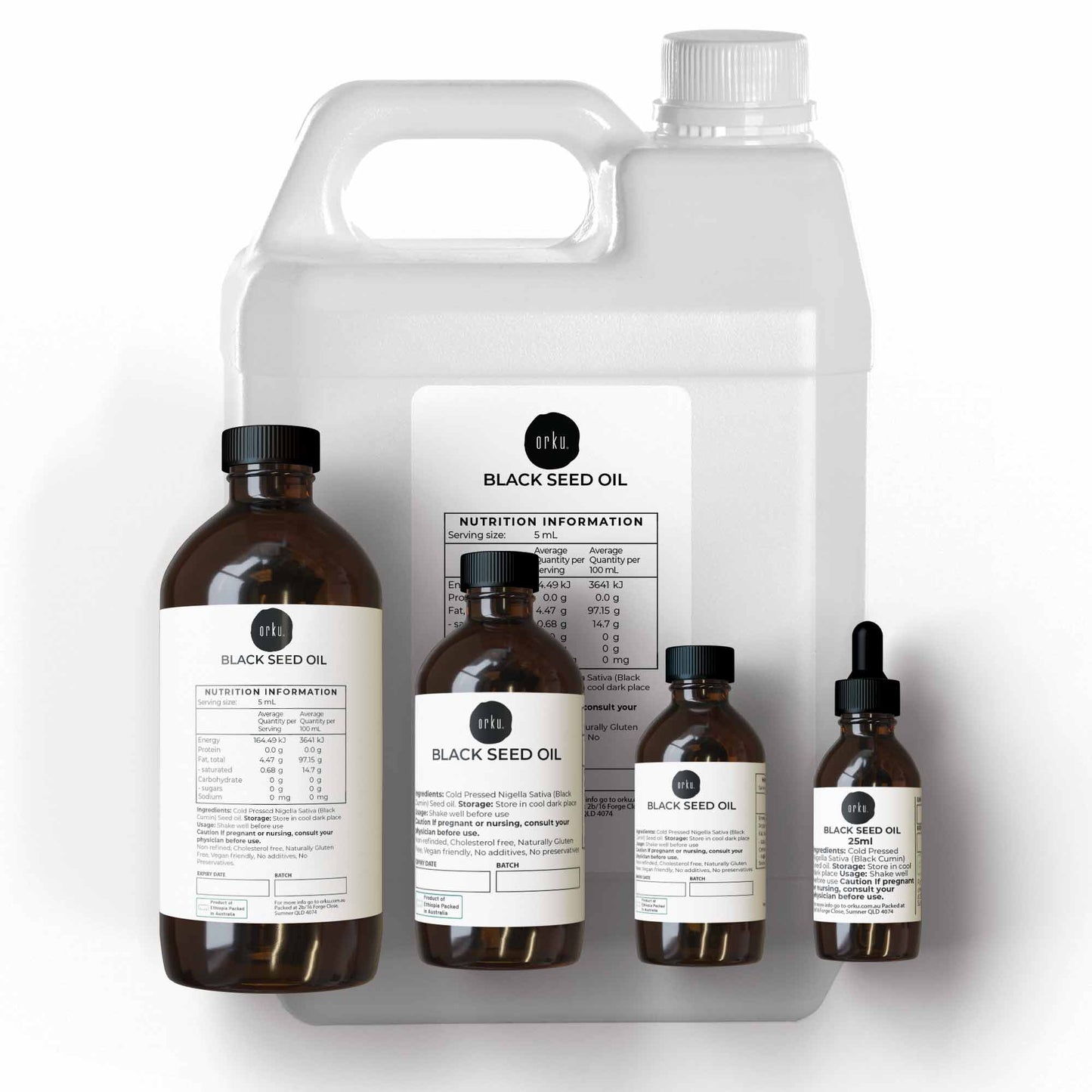 Orku Pure Black Seed Oil Cold Pressed 100% Ethiopian Nigella Sativa Cumin