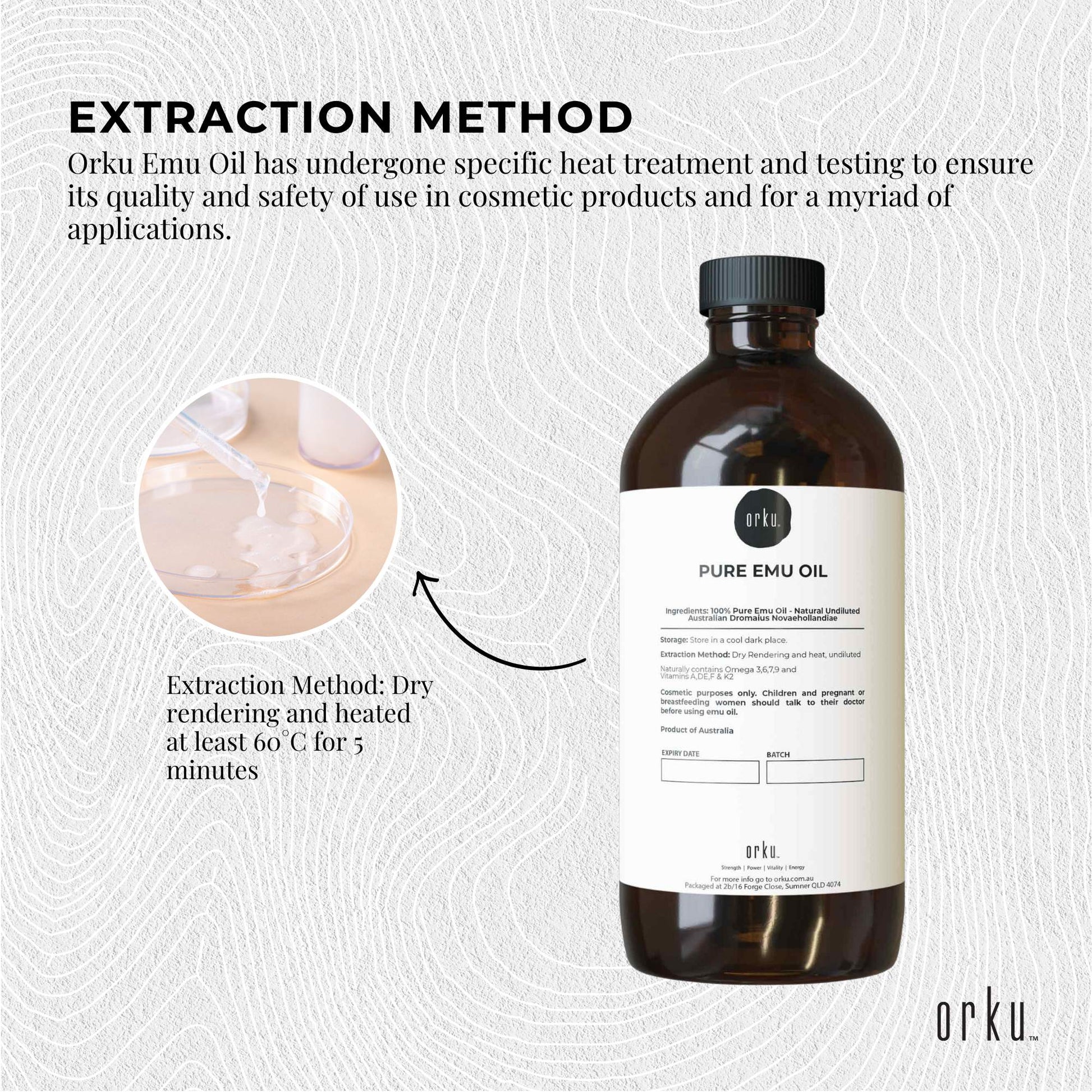Orku Pure Emu Oil - Natural Undiluted Australian Dromaius Novaehollandiae