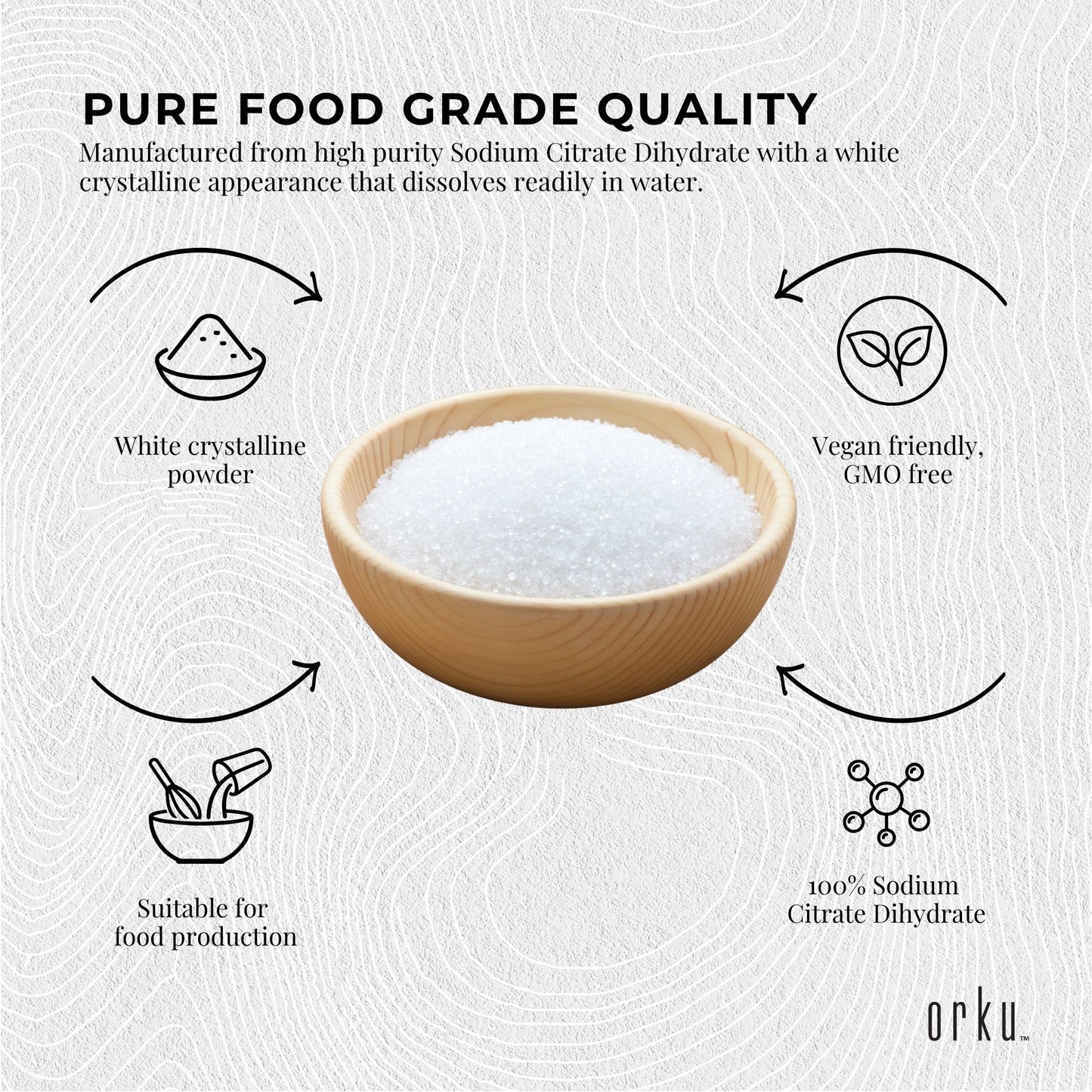 Orku Sodium Citrate Powder Food Grade Trisodium Citrate Dihydrate E331
