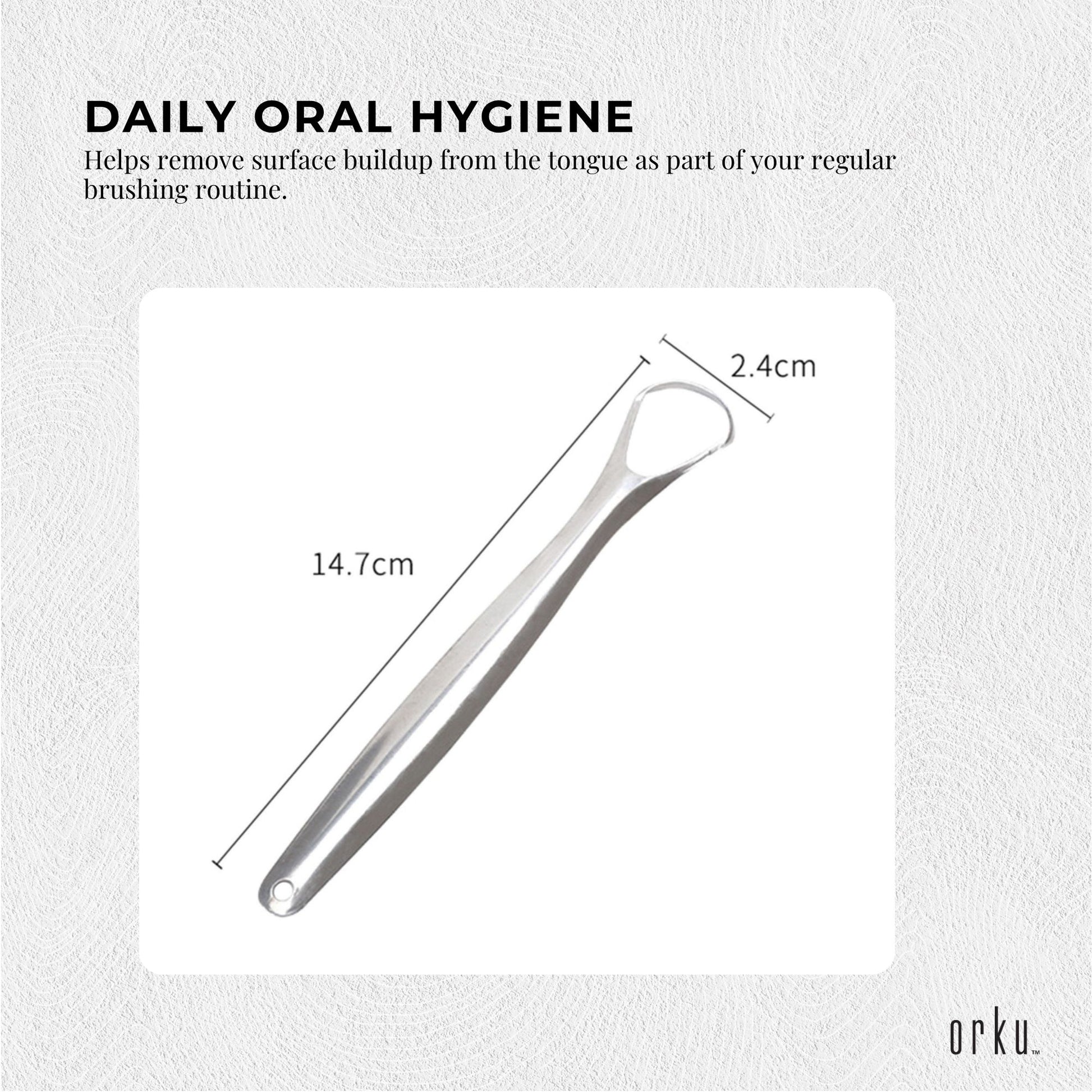 Orku Stainless Steel Tongue Scraper - Oral Hygiene Cleaner Silver