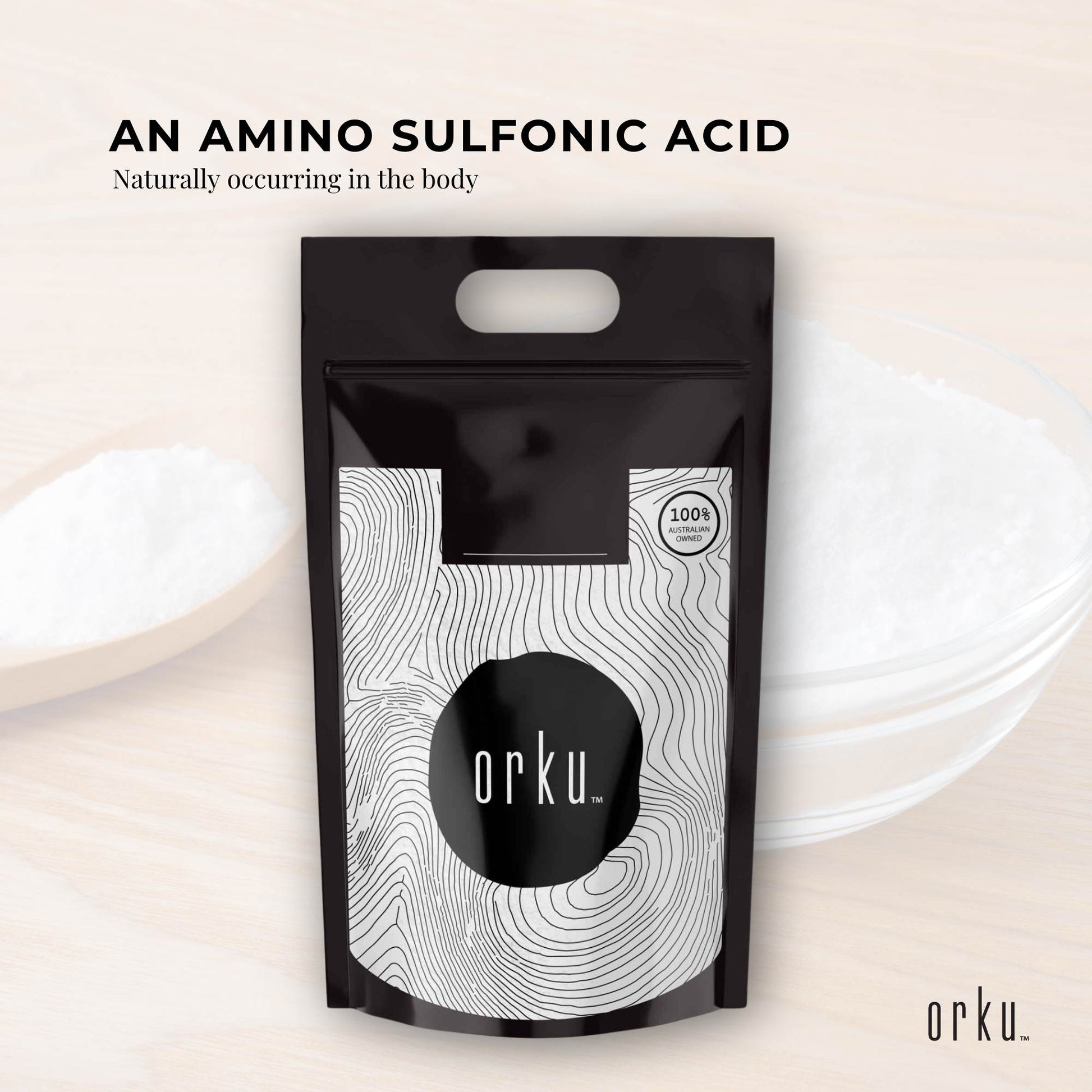 Orku Taurine Powder - High Purity L-Taurine Amino Acid Ingredient Bulk