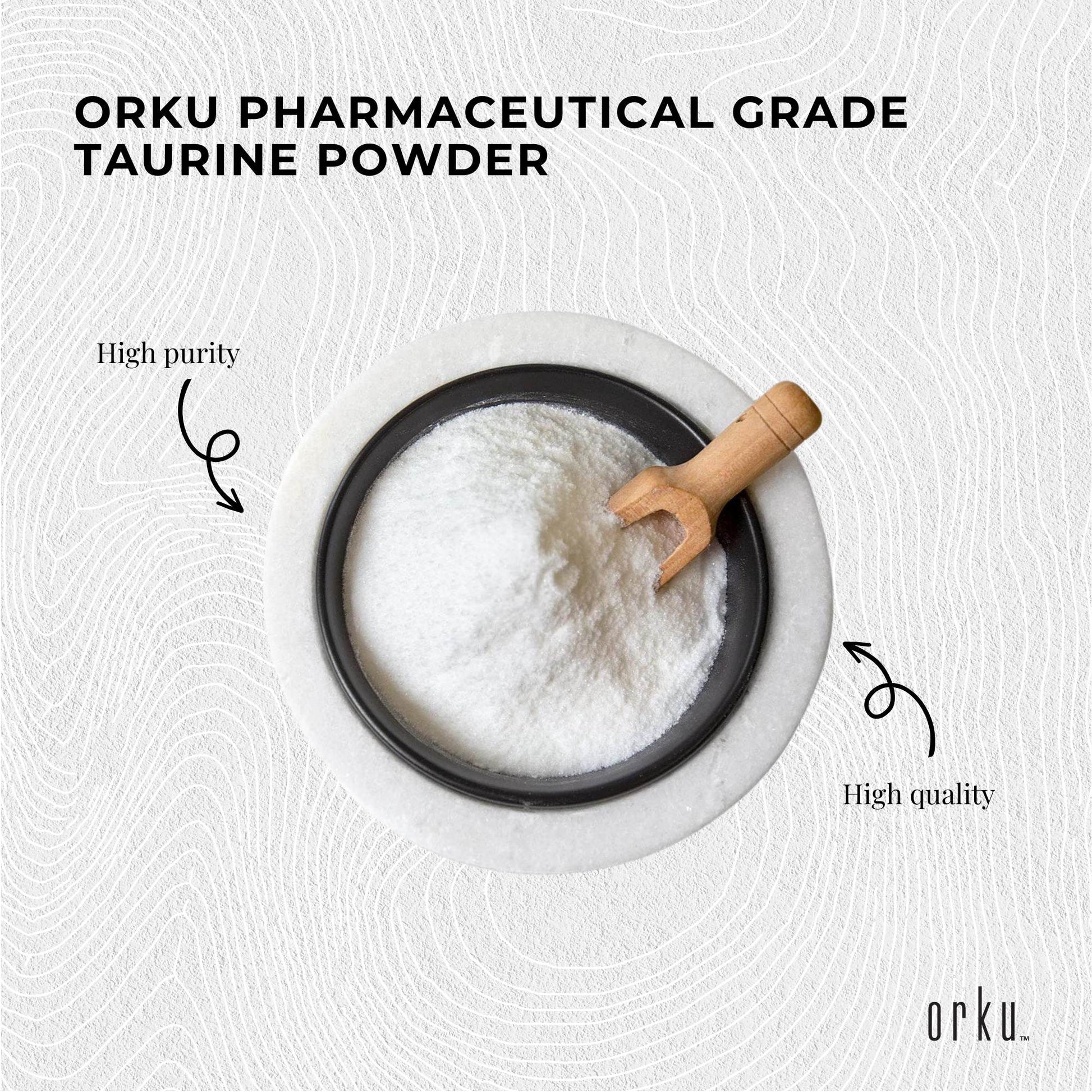 Orku Taurine Powder - High Purity L-Taurine Amino Acid Ingredient Bulk