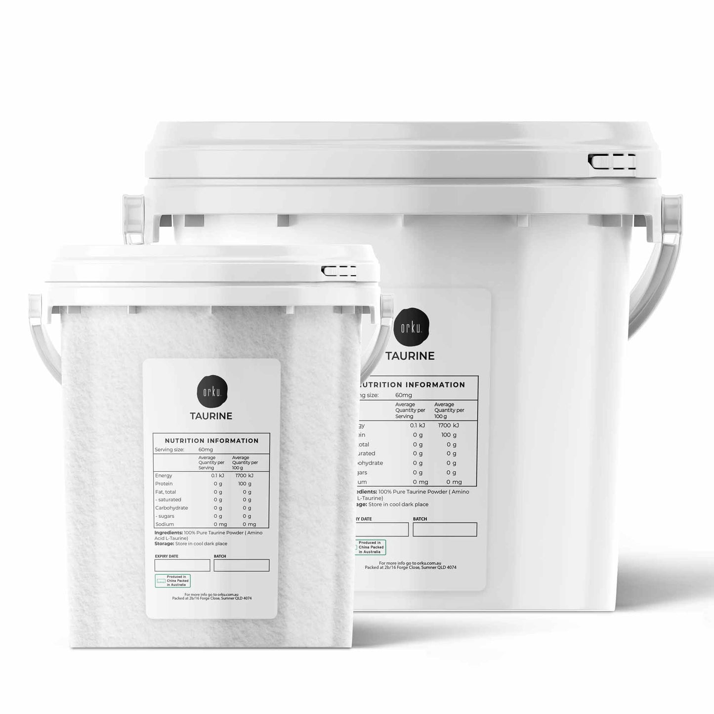 Orku Taurine Powder Tub - High Purity L-Taurine Amino Acid Ingredient Bulk