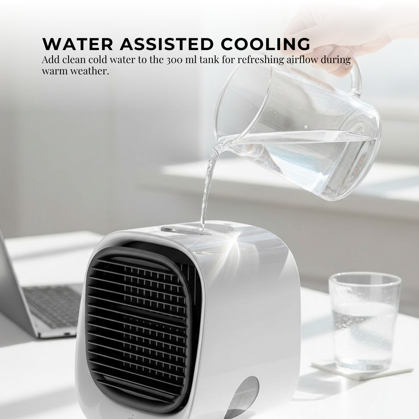 Orku USB Mini Evaporative Air Cooler Fan White - 300 Ml Water Tank