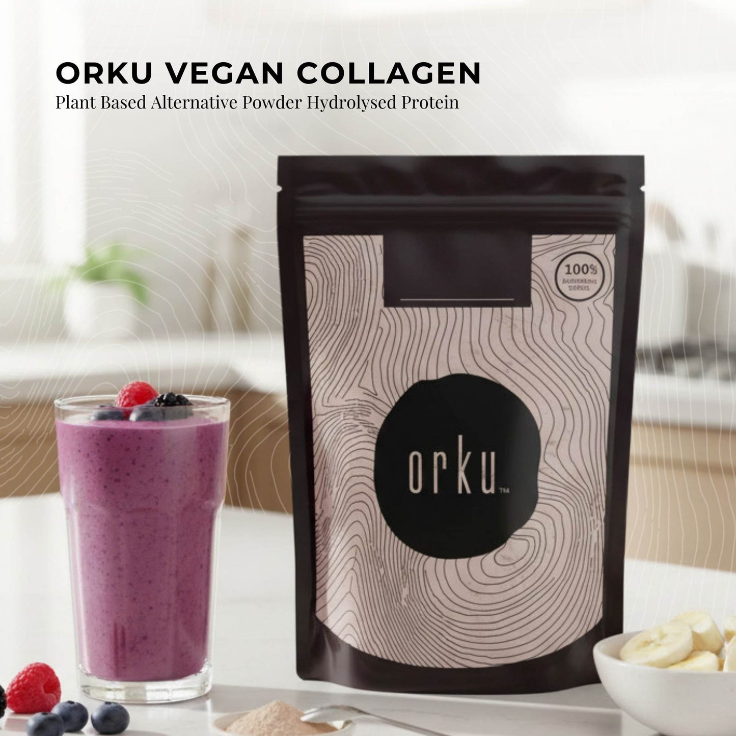 Orku 100g Vegan Collagen Plant Based Alternative Powder Hydrolysed Protein