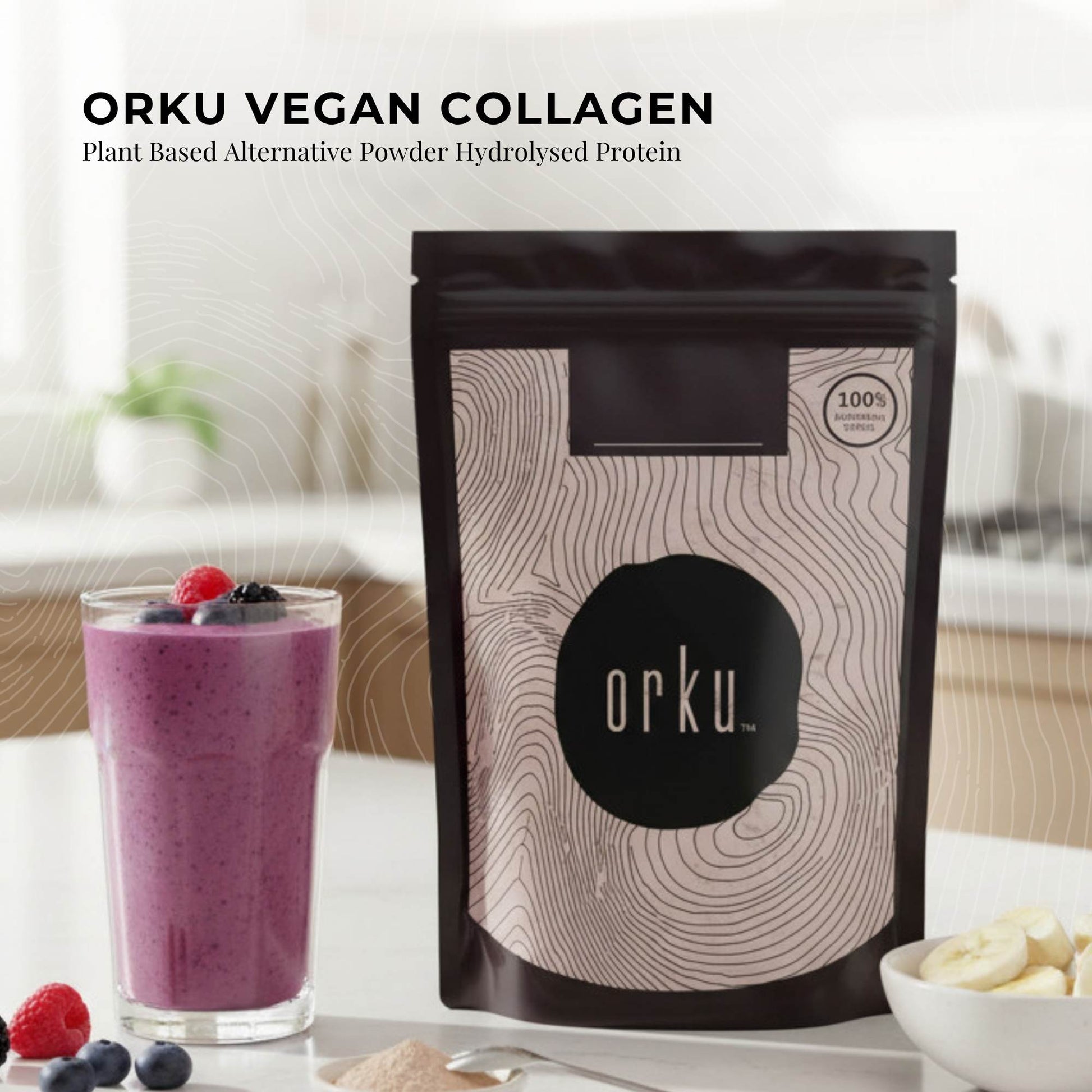 Orku 100g Vegan Collagen Plant Based Alternative Powder Hydrolysed Protein
