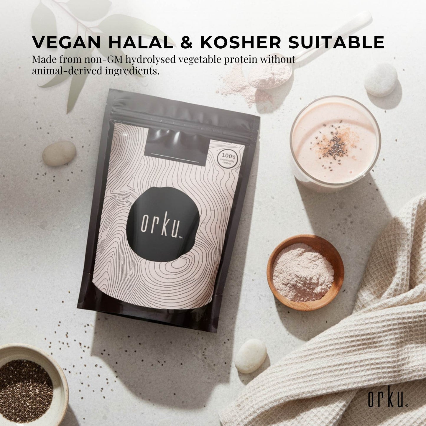 Orku 100g Vegan Collagen Plant Based Alternative Powder Hydrolysed Protein
