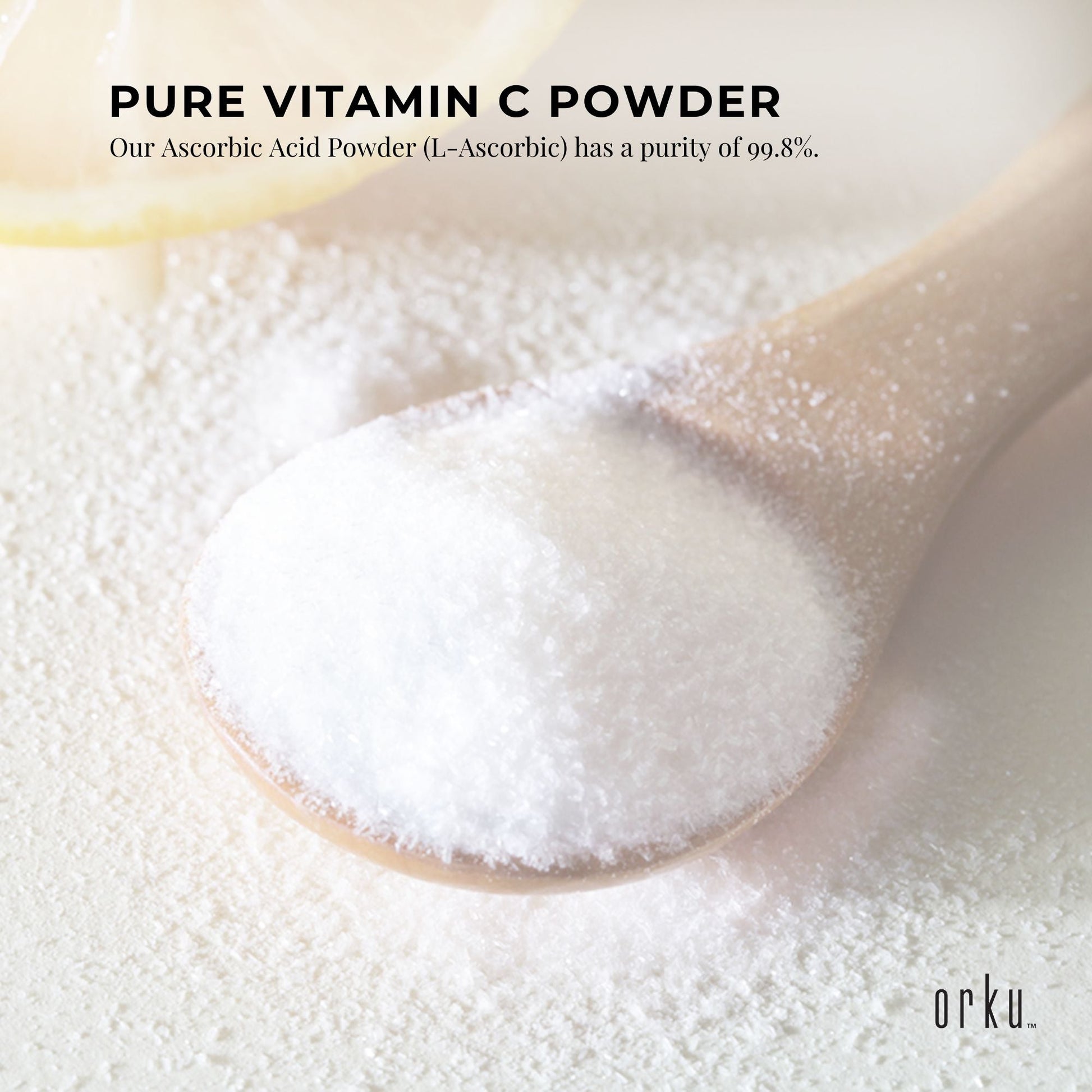 Orku Vitamin C Powder Pure L-Ascorbic Acid USP Grade Bulk Sizes