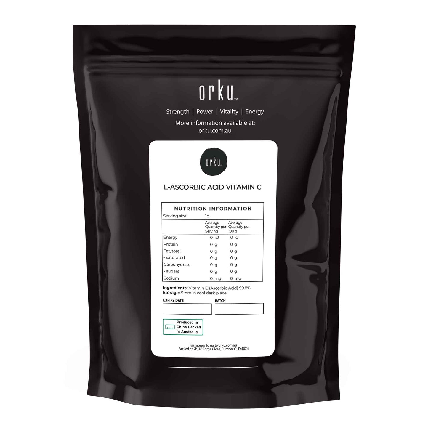 Orku Vitamin C Powder Pure L-Ascorbic Acid USP Grade Bulk Sizes