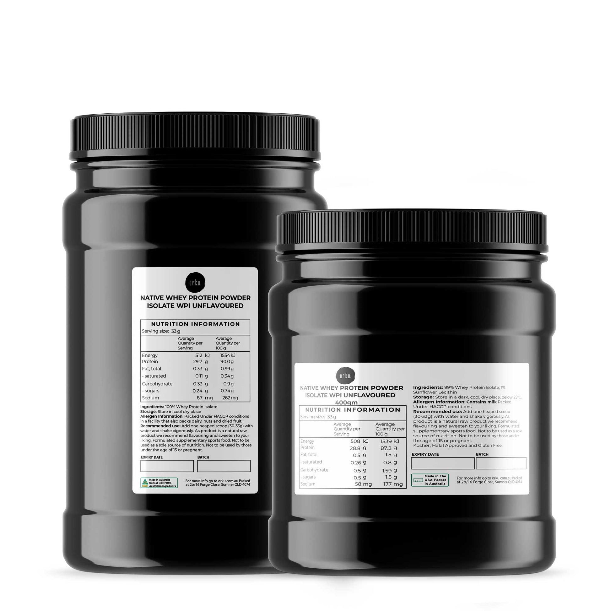 Orku WPI Whey Protein Isolate Powder - Unflavoured Native Jar