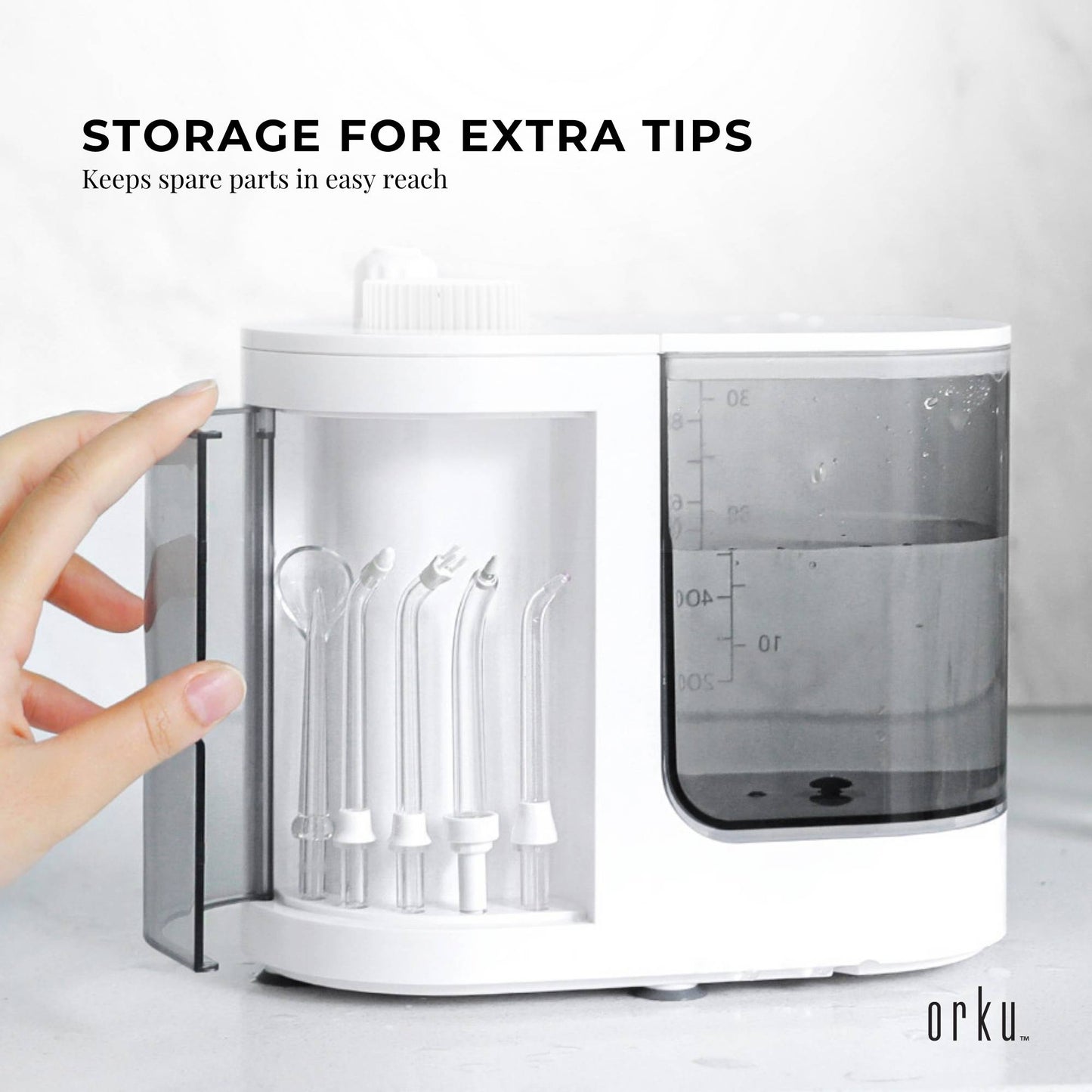 Orku Water Jet Dental Flosser 1000ml White - Electric Oral Pressure Irrigator