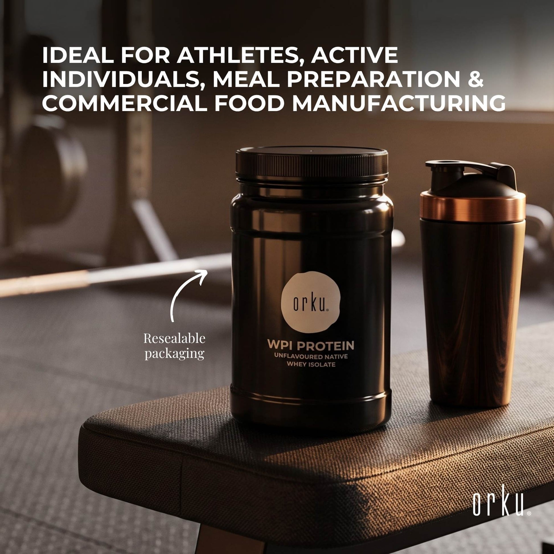 Orku Whey Protein Isolate Powder WPI 90% Unflavoured Native Jar
