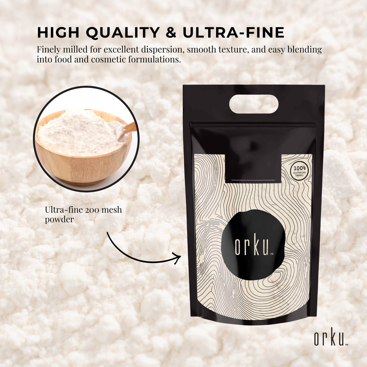 Orku 5Kg Xanthan Gum Thickener Fine Powder 200 Mesh FCC E415 Food Grade