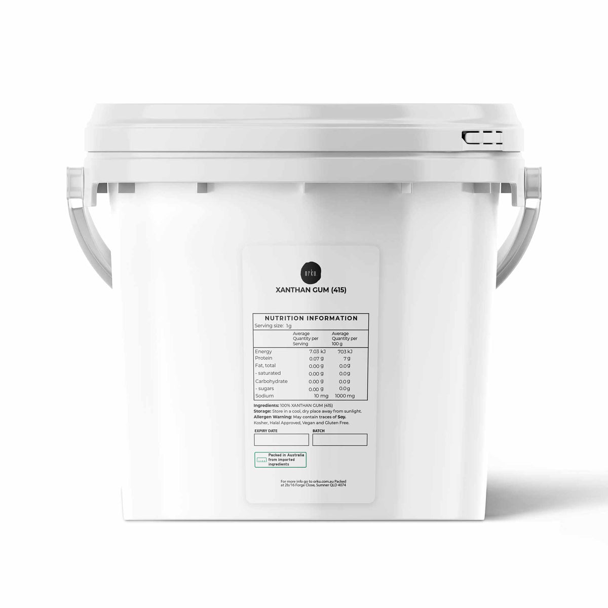 Orku Xanthan Gum Thickener Fine Powder 200 Mesh FCC E415 Food Grade Tub