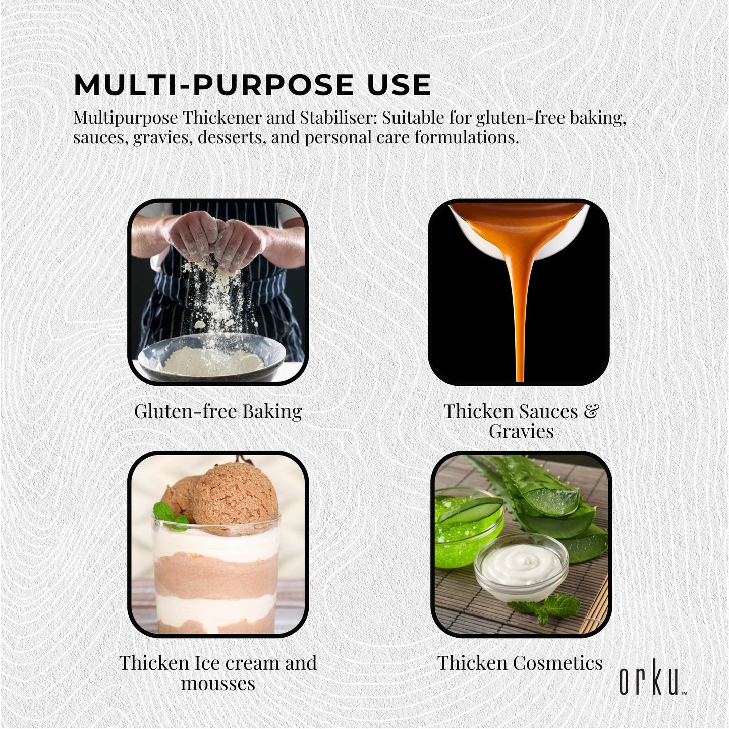 Orku Xanthan Gum Thickener Pure Fine Powder Tub 200 Mesh FCC E415 Food Additive