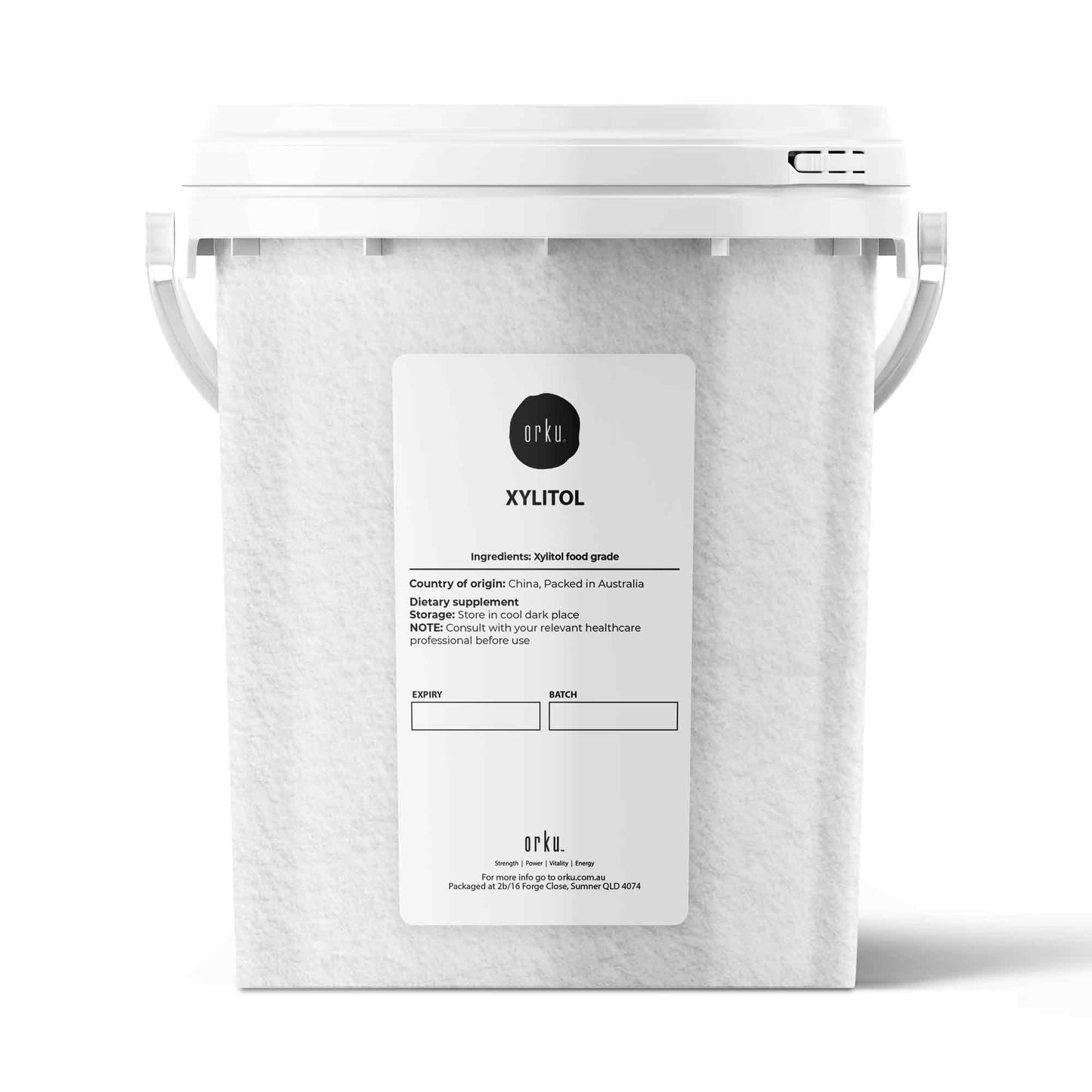 Orku Xylitol Crystal Powder Bucket - USP FCC Natural Sweetener Sugar Substitute