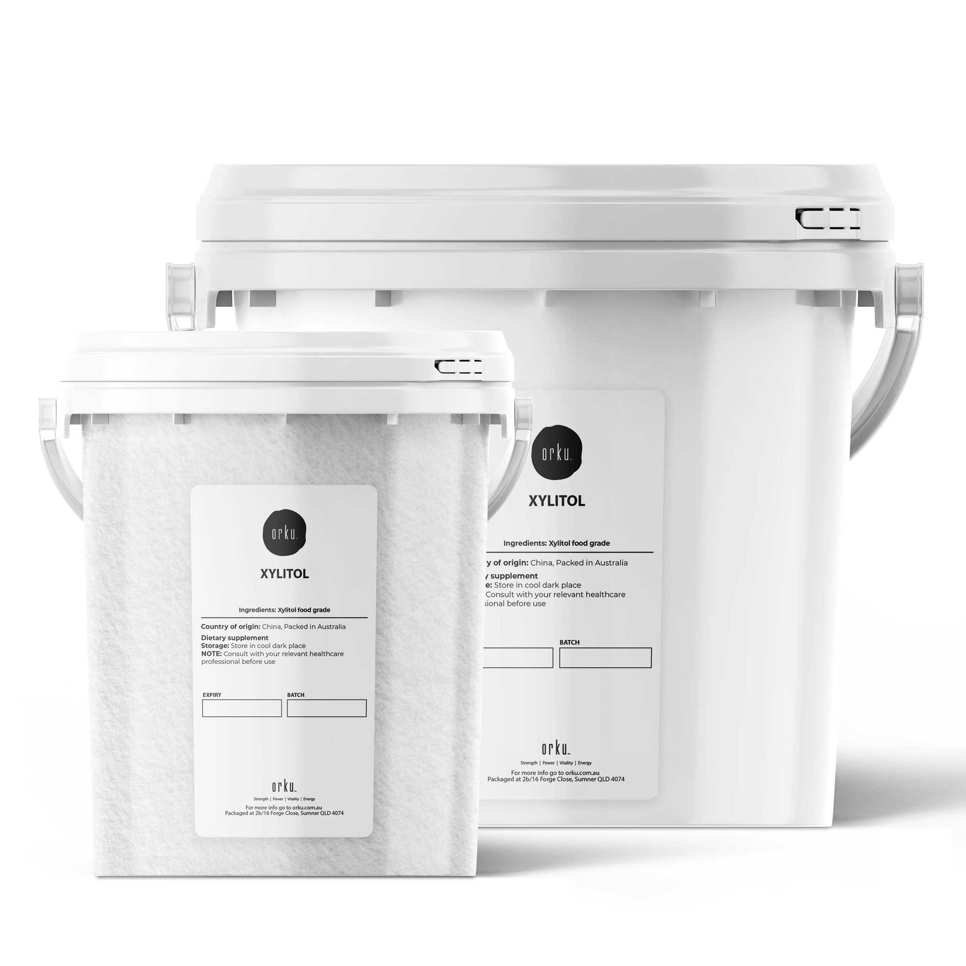Orku Xylitol Crystal Powder Bucket - USP FCC Natural Sweetener Sugar Substitute