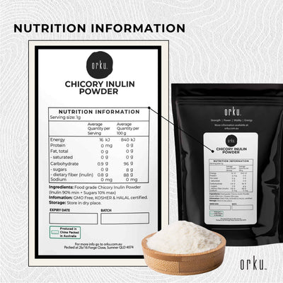 Orku Chicory Root Inulin Powder - Unflavoured Natural Prebiotic Fibre