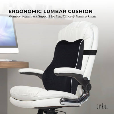 Orku Ergonomic Lumbar Cushion - Memory Foam Back Support for Car Office Gaming Chair