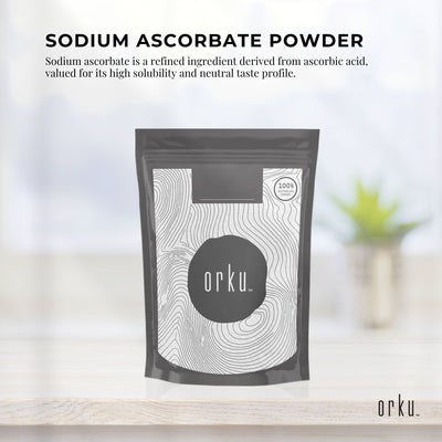 Orku 1Kg Sodium Ascorbate - High Purity Soluble Crystalline Powder Ingredient