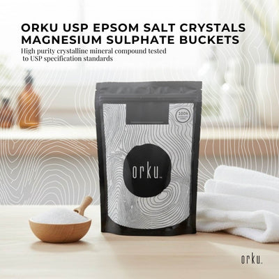 Orku 400g USP Epsom Salt Crystals Magnesium Sulphate - Bath Soak Salts