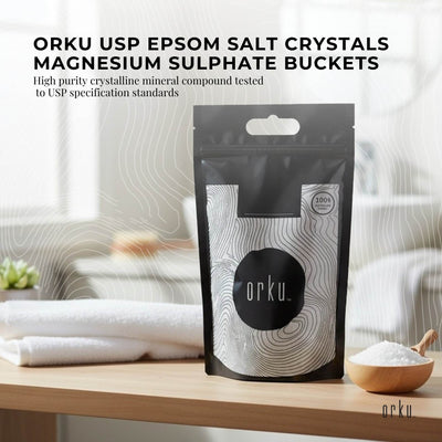 Orku 20Kg USP Epsom Salt Crystals Magnesium Sulphate - Bath Soak Salts