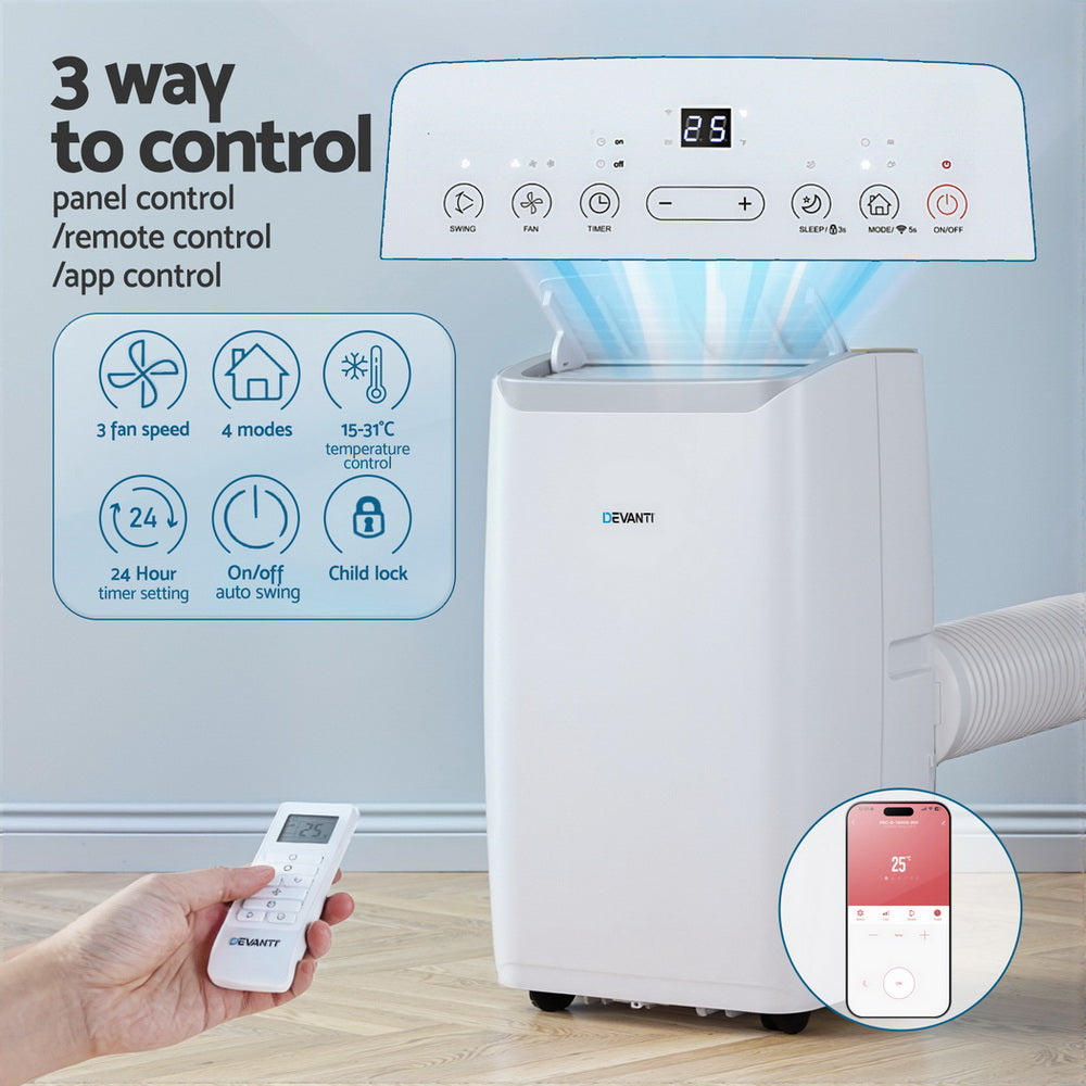 Devanti Portable Air Conditioner Dehumidifier Fan 14000BTU