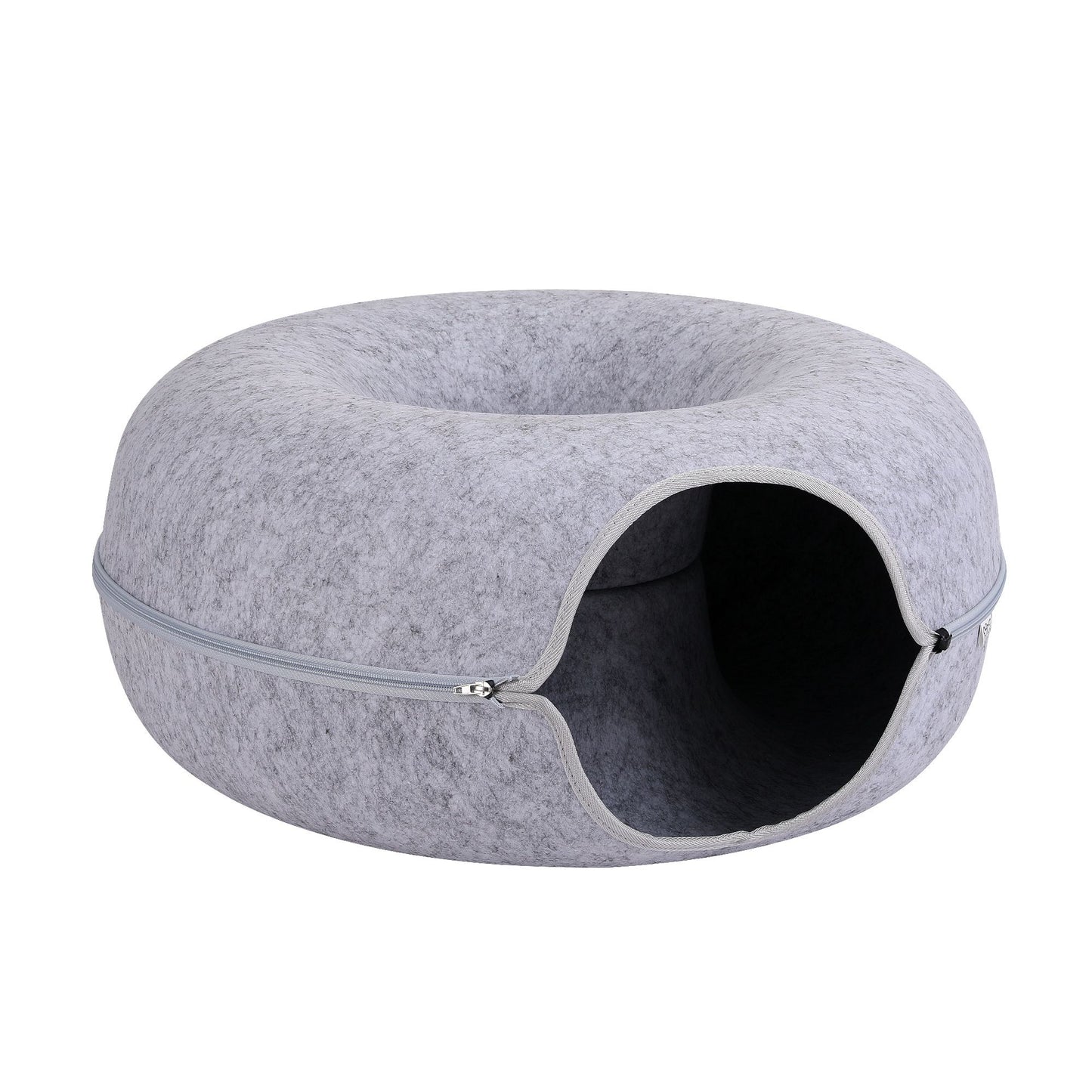 i.Pet Cat Bed with Tunnel 60x28CM Donut Felt Cave Hideaway Detachable Grey