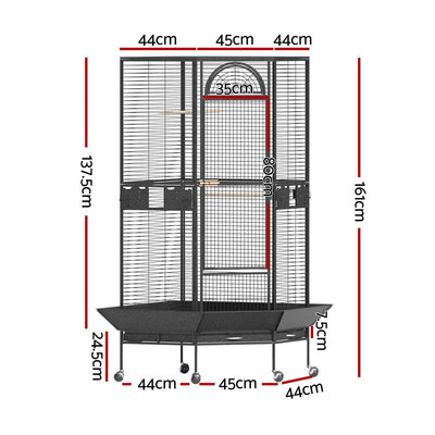 i.Pet Bird Cage Large Jumbo Aviary Budgie Perch Cage Parrot Stand Wheels Corner