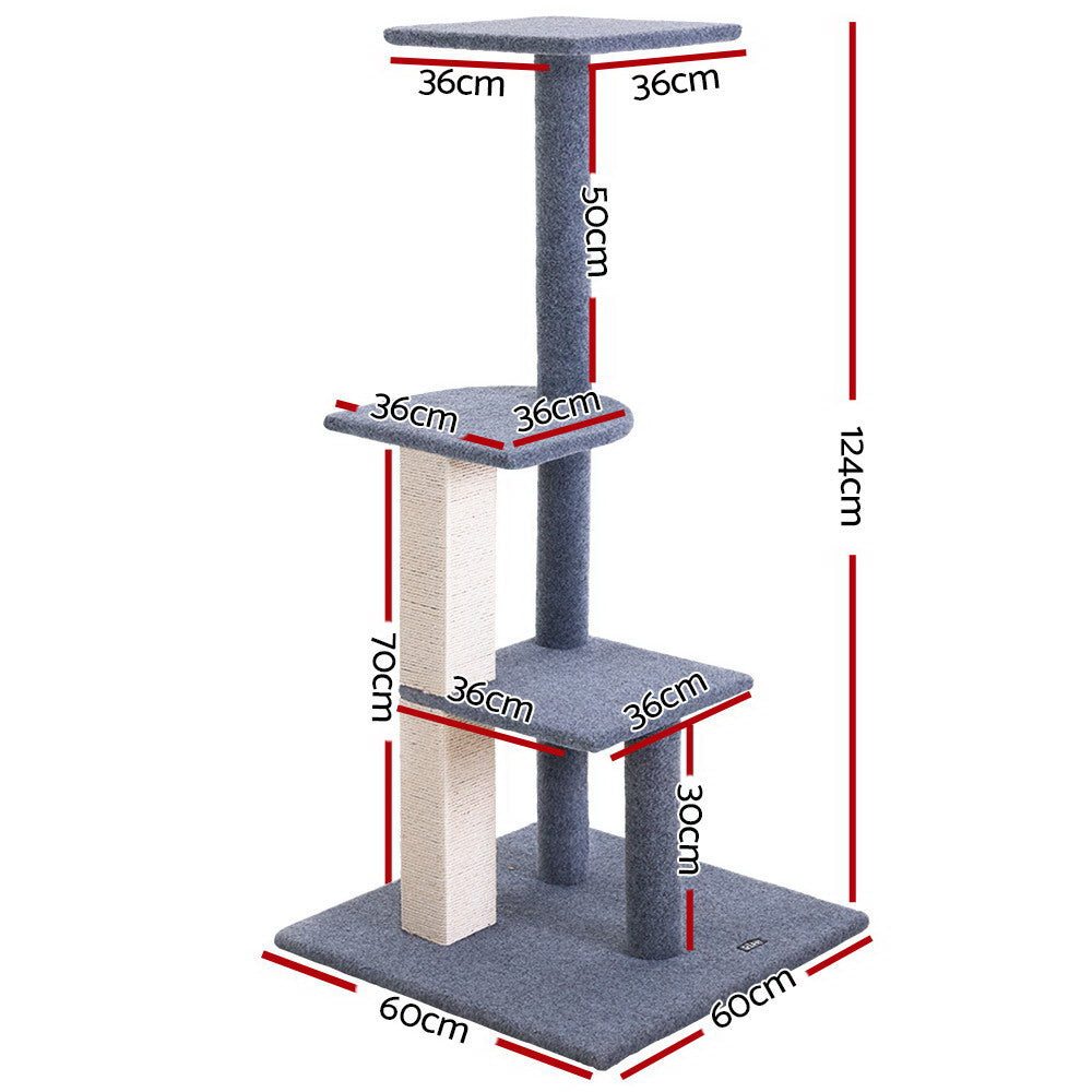 i.Pet Cat Tree 124cm Trees Scratching Post Scratcher Tower Condo House Furniture Wood Steps