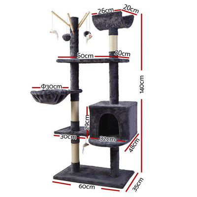 i.Pet Cat Tree 140cm Trees Scratching Post Scratcher Tower Condo House Furniture Wood