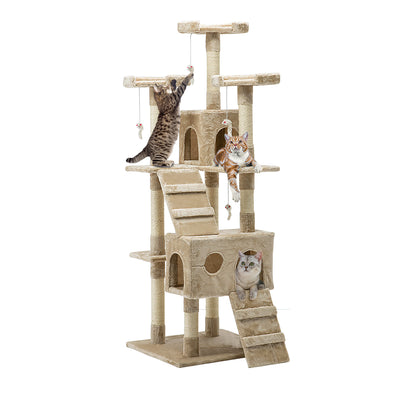 i.Pet Cat Tree 180cm Trees Scratching Post Scratcher Tower Condo House Furniture Wood Beige