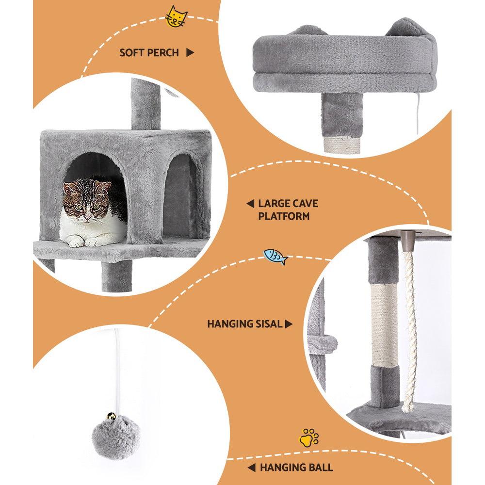 i.Pet Cat Tree Tower Scratching Post Scratcher 161cm Condo House Trees Grey