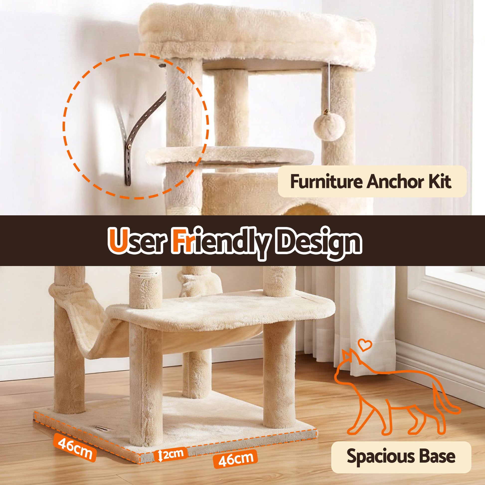 i.Pet Cat Tree Tower 167cm Large Scratching Post Furniture Scratcher House Beige