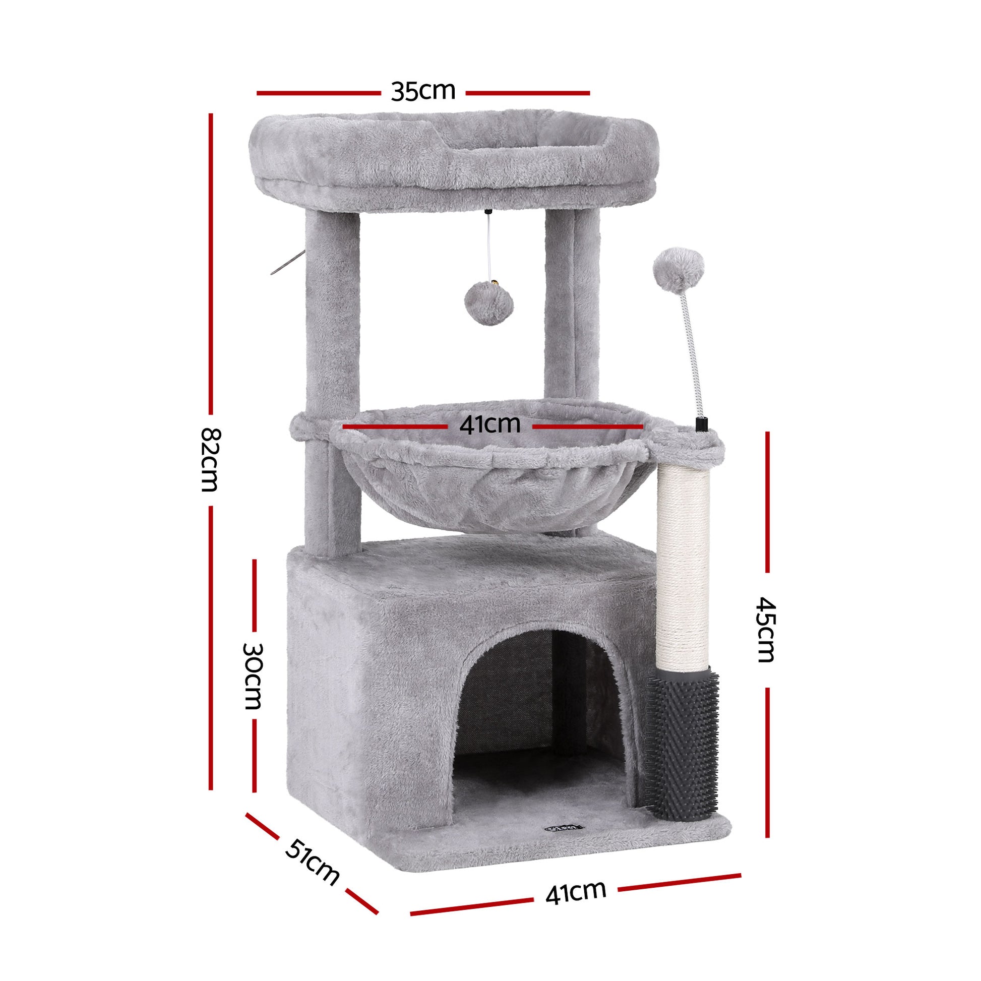 i.Pet Cat Tree Tower 82cm Scratching Post Furniture Scratcher House Light Grey