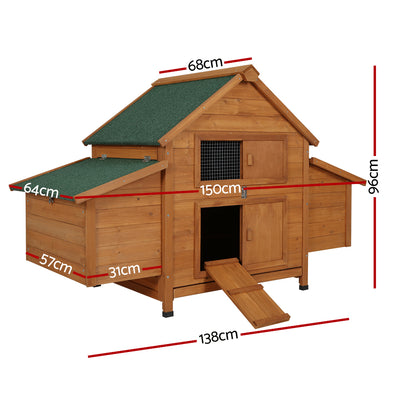 i.Pet Chicken Coop Large Rabbit Hutch House Run Cage Wooden Outdoor Pet Hutch